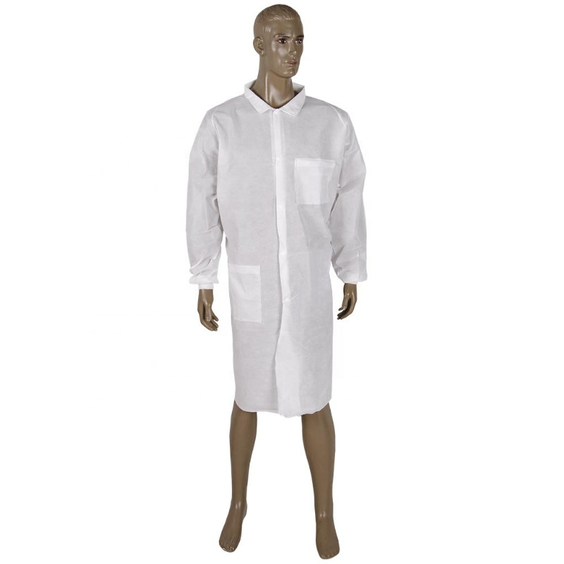 Pack of 100 single-use overcoats with front closure